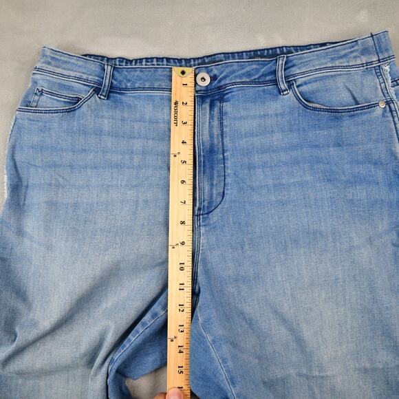 J. Jill Jeans Womens 20W (36x23) High-Rise Crop Cuffed Side Trim Blue Denim - Picture 6 of 10